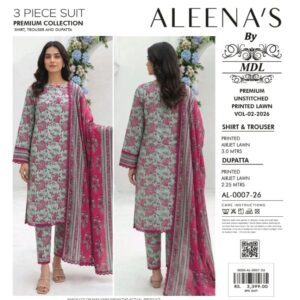 Aleena’s | Lawn 3pc | Sage & Magenta Floral