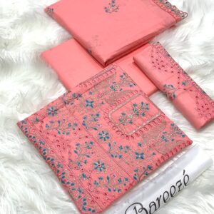 BAREEZE | Lawn Embroidered 3pc | Coral Bloom & Azure Vine