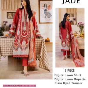 Jade | Lawn 3pc | Crimson Bloom & Amber Paisley