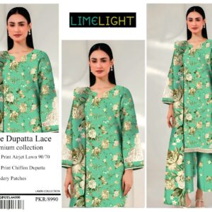 Limelight | Lawn Embroidered 3pc | Seafoam & Sage Floral