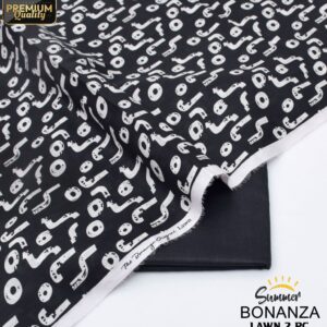 Bonanza | Lawn 2pc | Black & White Abstract