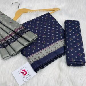 Bin Saeed | Lawn 3pc | Navy Polka & Steel Chunri