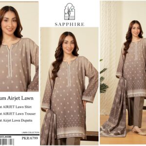 Sapphire | Lawn 3pc | Taupe Gradient Paisley