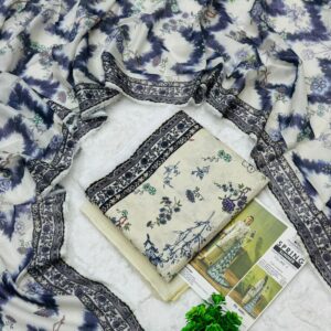 Mausummery | Lawn 3pc | Gul-e-Nasrin & Indigo Chevron