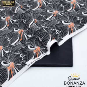 Bonanza | Lawn 2pc | Black & Orange Lily