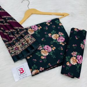 Bin Saeed | Lawn 3pc | Onyx Rose Garden & Aubergine Stripe
