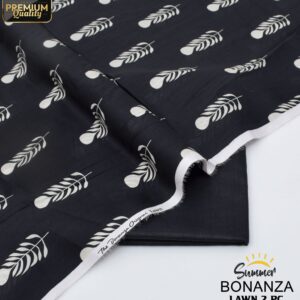 Bonanza | Lawn 2pc | Black & White Leaves