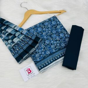 Bin Saeed | Lawn 3pc | Prussian Blue Filigree & Cobalt Ikat