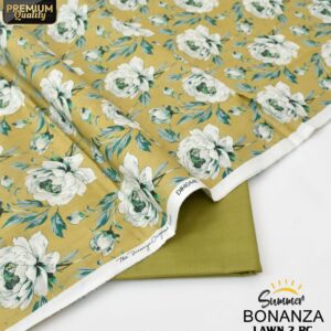 Bonanza | Lawn 2pc | Mustard & White Peony