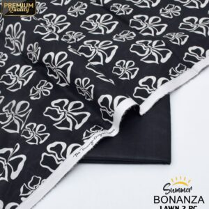 Bonanza | Lawn 2pc | Black & White Abstract Flower