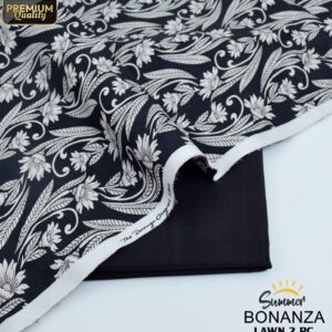 Bonanza | Lawn 2pc | Black & White Vine