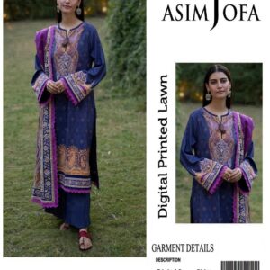 Asim Jofa | Lawn 3pc | Indigo Royal & Plum Doria