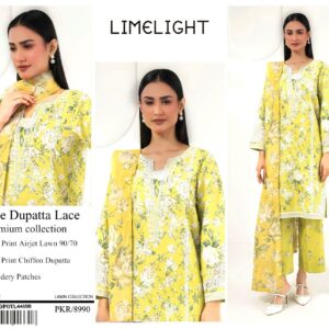 Limelight | Lawn Embroidered 3pc | Lime & Cream Rose