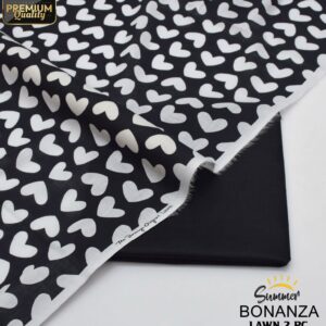 Bonanza | Lawn 2pc | Black & White Hearts