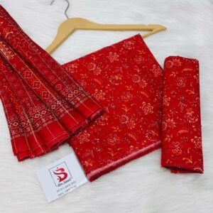 Bin Saeed | Lawn 3pc | Scarlet Ethnic & Ruby Chunri