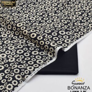 Bonanza | Lawn 2pc | Black & Cream Daisies