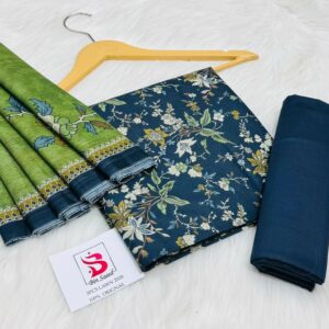Bin Saeed | Lawn 3pc | Navy Meadow & Olive Glade