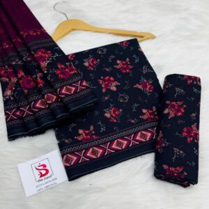 Bin Saeed | Lawn 3pc | Midnight Plum & Ruby Bloom