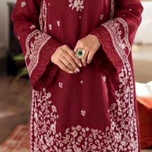 Azure | Lawn Embroidered 3pc | Maroon Gilded Bouquet