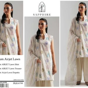 Sapphire | Lawn 3pc | Off-White Pastel Circular