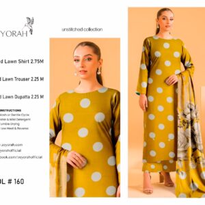 Zeyorah | Lawn 3pc | Mustard Bold Polka Dot