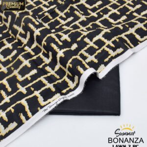 Bonanza | Lawn 2pc | Black & Yellow Abstract