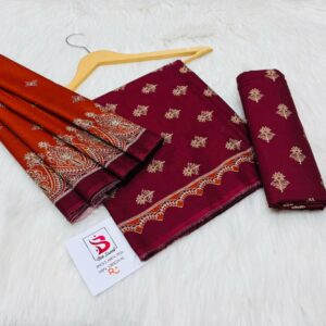 Bin Saeed | Lawn 3pc | Plum Berry & Rust Paisley