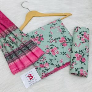 Bin Saeed | Lawn 3pc | Mint Frost & Rose Bouquet