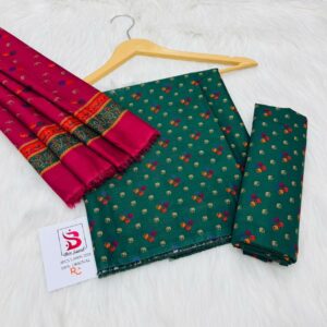 Bin Saeed | Lawn 3pc | Emerald Polka & Magenta Chunri