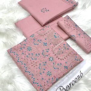BAREEZE | Lawn Embroidered 3pc | Mauve Mist & Cyan Sprig
