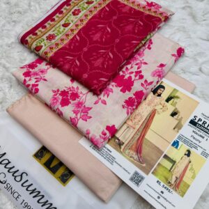 Mausummery | Lawn 3pc | Peach Peony & Magenta Vines