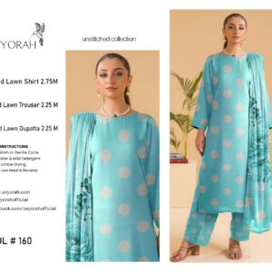 Zeyorah | Lawn 3pc | Aqua Blue Bold Polka Dot
