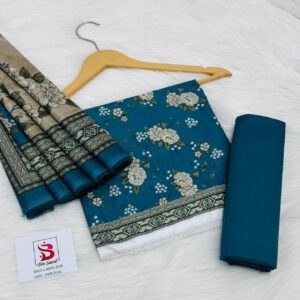 Bin Saeed | Lawn 3pc | Peacock Teal & Antique Floral