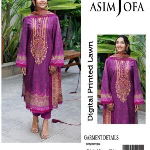 Asim Jofa | Lawn 3pc | Magenta Mist & Ochre Doria