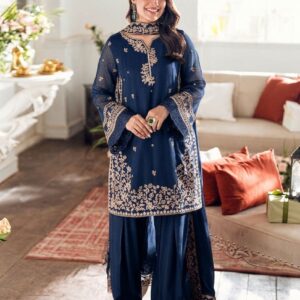 Azure | Lawn Embroidered 3pc | Midnight Navy Filigree
