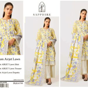 Sapphire | Lawn 3pc | Mustard & Lavender Lattice