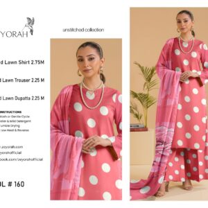 Zeyorah | Lawn 3pc | Salmon Pink Bold Polka Dot