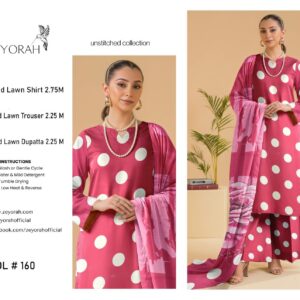 Zeyorah | Lawn 3pc | Magenta Pink Bold Polka Dot